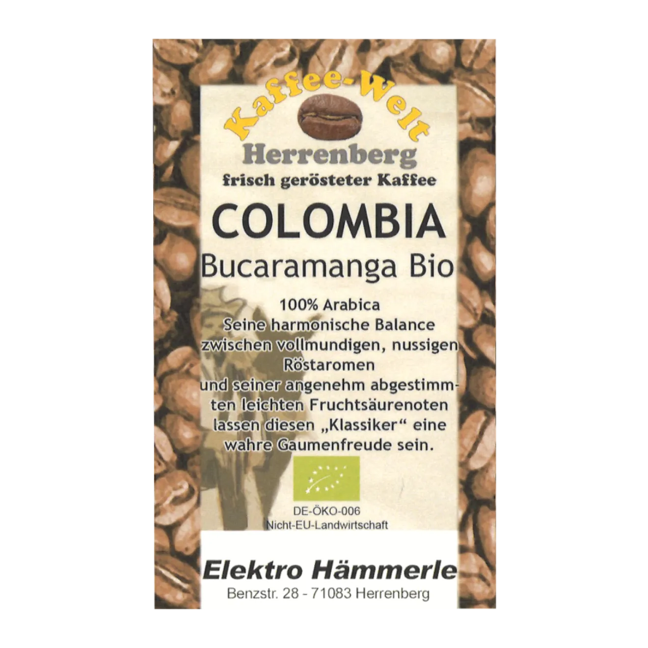 Espresso Colombia Bucaramanga BIO Angebot