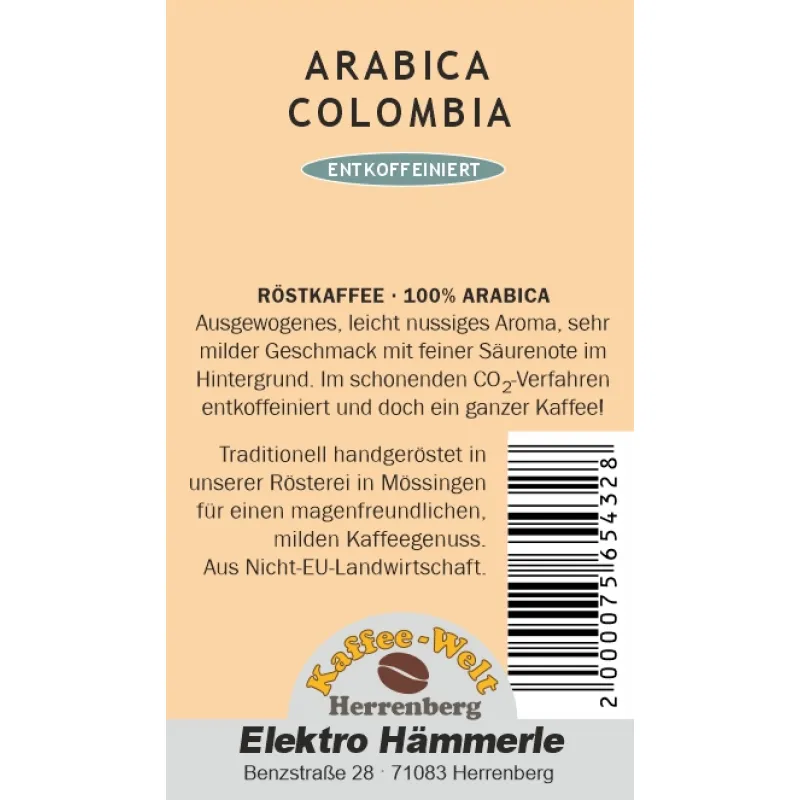 Colombia Arabica entkoffeiniert